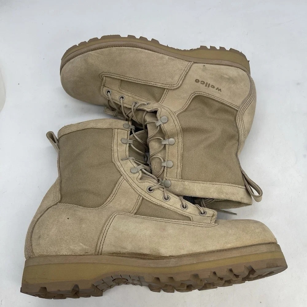Wellco Hot Weather Desert Combat Boots Mens 11.5 Beige Lace Up Outdoor Suede